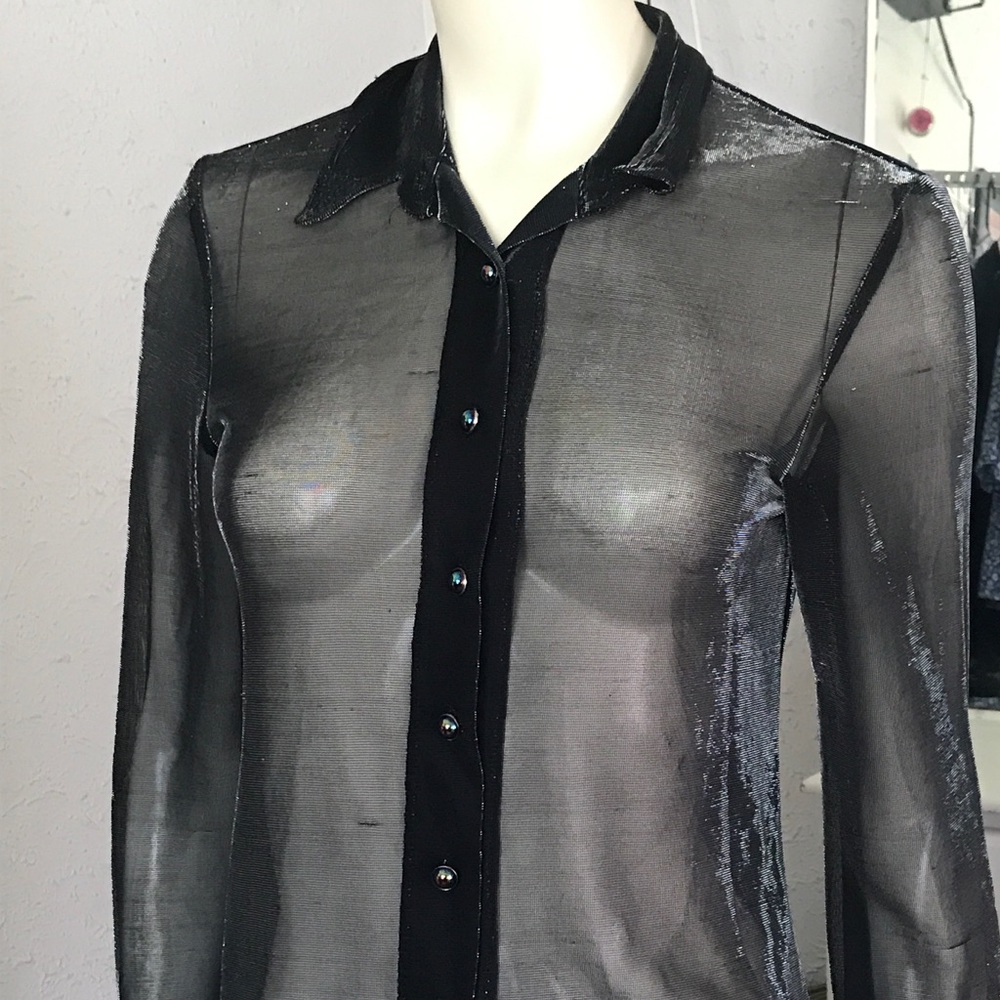 Shiny mesh long sleeve